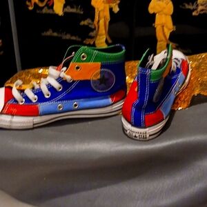 CHUCK TAYLOR HI RAINBOW PATCHWORK WORN SHOES size 3
